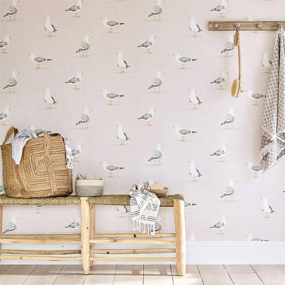 Обои Sanderson Port Isaac Shore Birds 216562 фото в интерьере